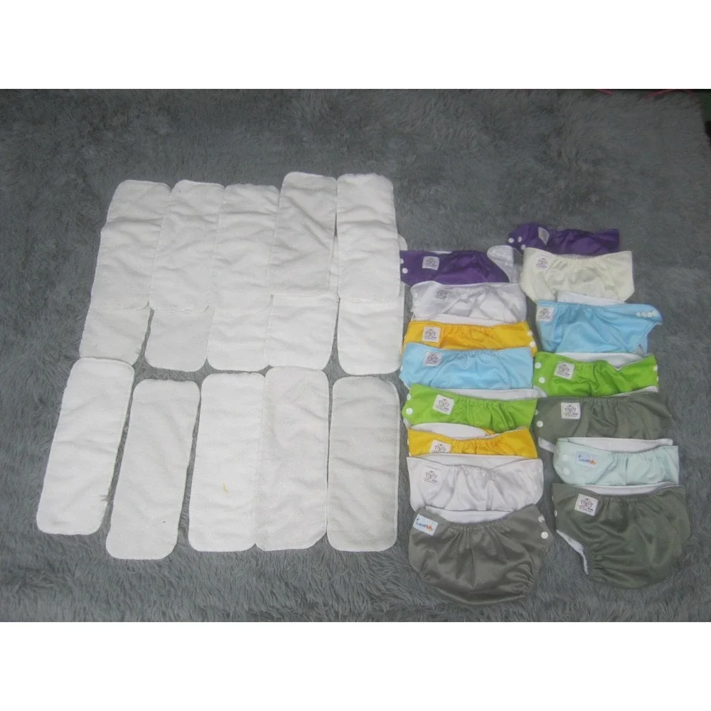 Mixed Brands Reusable Cloth Diapers Lot Covers Inserts Baby Multicolor Polyester
